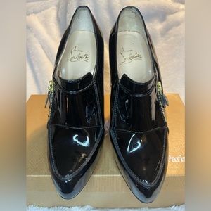 Christian Louboutin size 41 Lapono 120 Black Patent Leather Zipper
